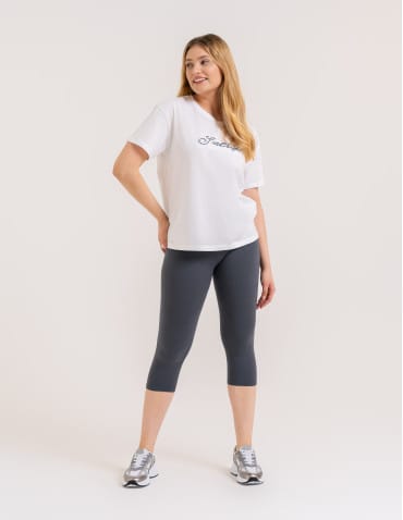 Legginsy damskie - Klasyczne legginsy 3/4 damskie peach touch SZARY - produkt 4