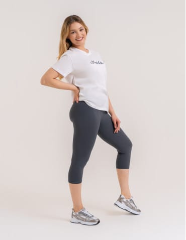 Legginsy damskie - Klasyczne legginsy 3/4 damskie peach touch SZARY - produkt 5