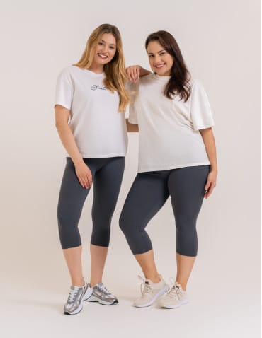 Legginsy damskie - Klasyczne legginsy 3/4 damskie peach touch SZARY - produkt 7