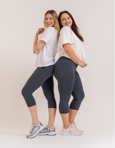 Legginsy damskie - Klasyczne legginsy 3/4 damskie peach touch SZARY - produkt 8