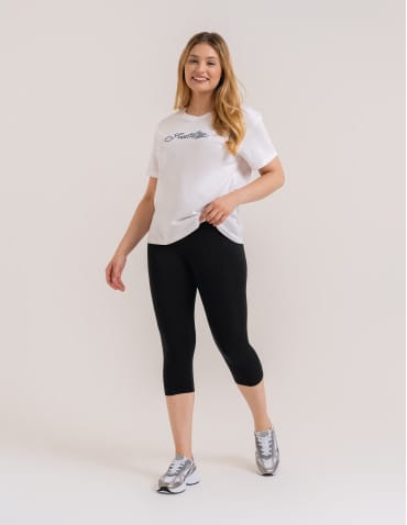 Legginsy damskie - Klasyczne legginsy 3/4 damskie peach touch CZARNY - produkt 4
