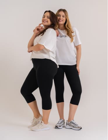 Legginsy damskie - Klasyczne legginsy 3/4 damskie peach touch CZARNY - produkt 2