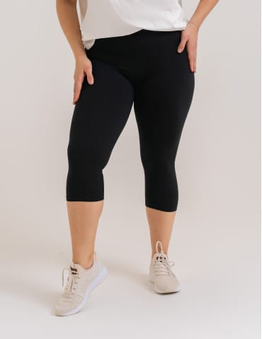 Legginsy damskie - Klasyczne legginsy 3/4 damskie plus size peach touch CZARNY - produkt 5