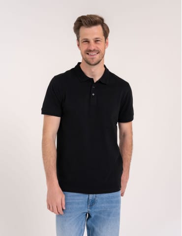Koszulki polo - Męskie polo bawełniana polówka klasyczna bez wzoru CZARNY - produkt 3