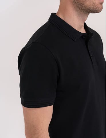 Koszulki polo - Męskie polo bawełniana polówka klasyczna bez wzoru CZARNY - produkt 4