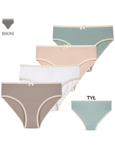 Majtki damskie figi bikini z bawełny na co dzień gładkie jednokolorowe 4-pak