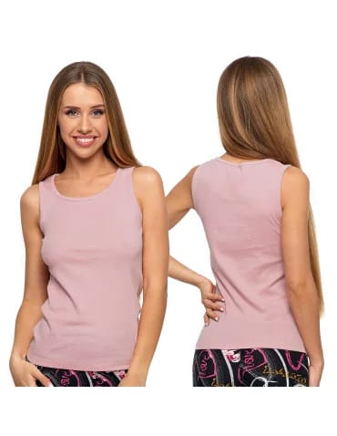 Koszulki i T-shirty - Koszulka damska na ramiączkach Tank-Top bawełniana RÓŻOWY - produkt 1