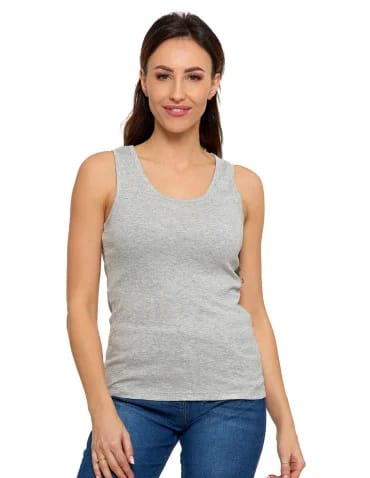 Koszulki i T-shirty - Koszulka damska na ramiączkach Tank-Top bawełniana JASNY SZARY - produkt 1