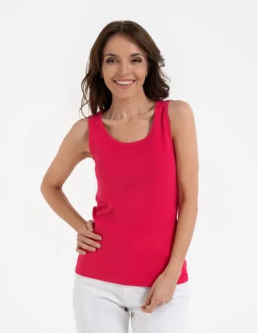 Koszulki i T-shirty - Koszulka damska na ramiączkach Tank-Top bawełniana FUKSJA - produkt 1