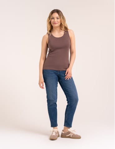 Koszulki i T-shirty - Koszulka damska na ramiączkach Tank-Top bawełniana JASNY BRĄZ - produkt 8