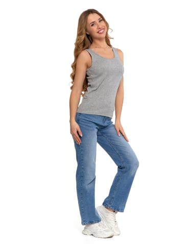 Koszulki i T-shirty - Koszulka damska na ramiączkach Tank-Top bawełniana JASNY SZARY - produkt 3
