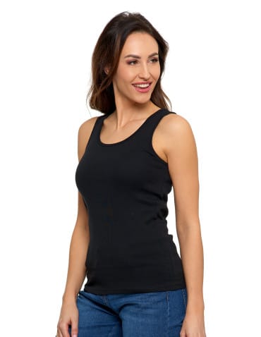 Koszulki i T-shirty - Koszulka damska na ramiączkach Tank-Top bawełniana CZARNY - produkt 5