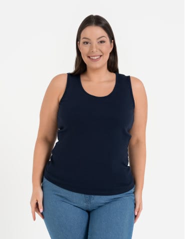 Koszulki i T-shirty - Koszulka damska na ramiączkach Tank-Top bawełniana Plus Size JASNY SZARY - produkt 2