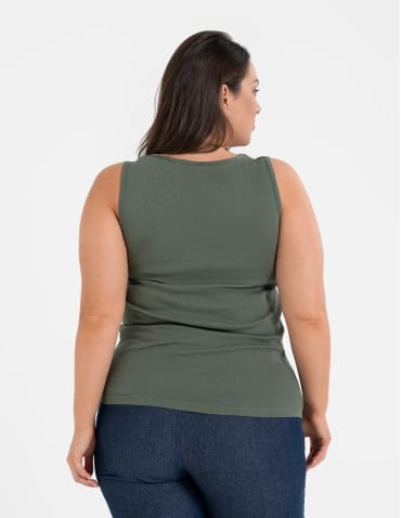 Koszulki i T-shirty - Koszulka damska na ramiączkach Tank-Top bawełniana Plus Size KHAKI - produkt 3