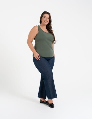 Koszulki i T-shirty - Koszulka damska na ramiączkach Tank-Top bawełniana Plus Size KHAKI - produkt 5