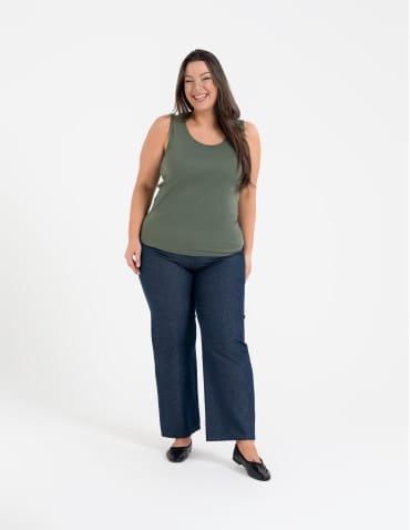 Koszulki i T-shirty - Koszulka damska na ramiączkach Tank-Top bawełniana Plus Size KHAKI - produkt 6