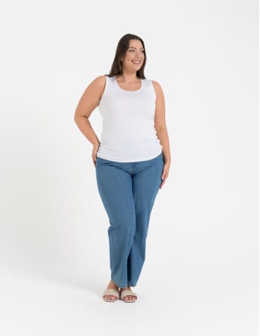 Koszulki i T-shirty - Koszulka damska na ramiączkach Tank-Top bawełniana Plus Size BIAŁY - produkt 4