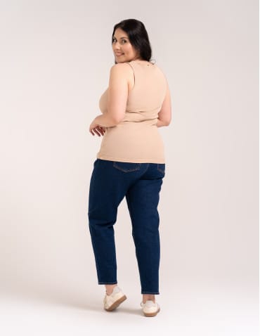 Koszulki i T-shirty - Koszulka damska na ramiączkach Tank-Top bawełniana Plus Size BEŻOWY - produkt 2
