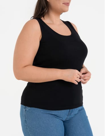 Koszulki i T-shirty - Koszulka damska na ramiączkach Tank-Top bawełniana Plus Size CZARNY - produkt 3