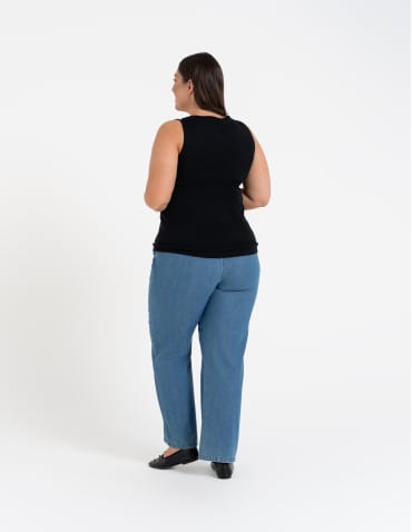 Koszulki i T-shirty - Koszulka damska na ramiączkach Tank-Top bawełniana Plus Size CZARNY - produkt 4