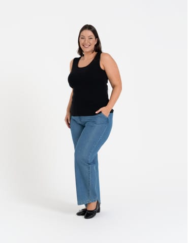 Koszulki i T-shirty - Koszulka damska na ramiączkach Tank-Top bawełniana Plus Size CZARNY - produkt 5