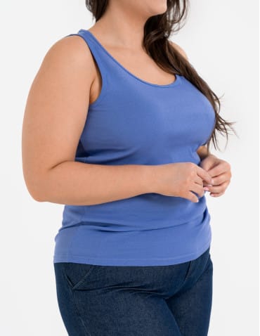 Koszulki i T-shirty - Koszulka damska na ramiączkach Tank-Top bawełniana Plus Size NIEBIESKI - produkt 2