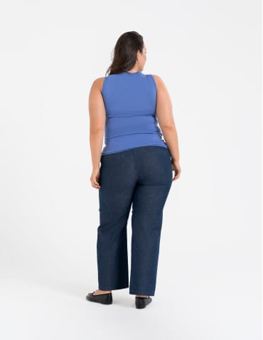 Koszulki i T-shirty - Koszulka damska na ramiączkach Tank-Top bawełniana Plus Size NIEBIESKI - produkt 4