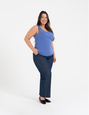 Koszulki i T-shirty - Koszulka damska na ramiączkach Tank-Top bawełniana Plus Size NIEBIESKI - produkt 5