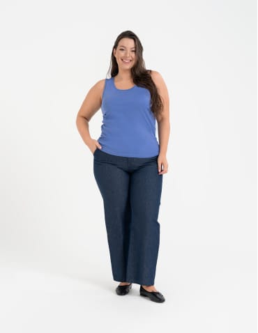 Koszulki i T-shirty - Koszulka damska na ramiączkach Tank-Top bawełniana Plus Size NIEBIESKI - produkt 6