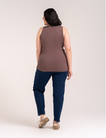 Koszulki i T-shirty - Koszulka damska na ramiączkach Tank-Top bawełniana Plus Size JASNY BRĄZ - produkt 4