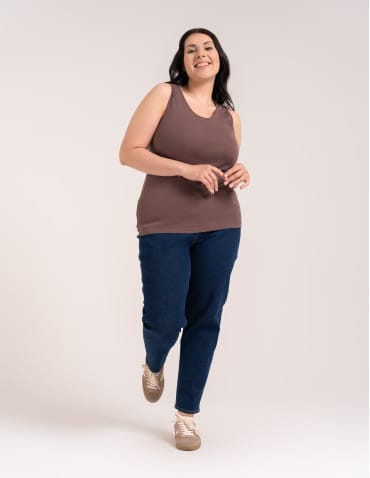 Koszulki i T-shirty - Koszulka damska na ramiączkach Tank-Top bawełniana Plus Size JASNY BRĄZ - produkt 6