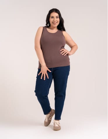 Koszulki i T-shirty - Koszulka damska na ramiączkach Tank-Top bawełniana Plus Size JASNY BRĄZ - produkt 7