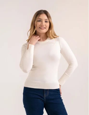 Sweter damski miękki w dotyku z wiskozy klasyczny bez wzoru