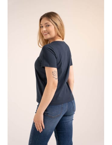 Koszulki z krótkim rękawem - Bawełniany t-shirt damski z krótkim rękawem w stylu boho GRANATOWY - produkt 6