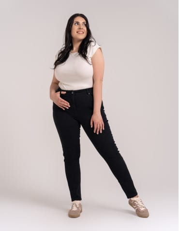 Spodnie damskie - Spodnie damskie skinny z wysokim stanem CZARNY - produkt 10