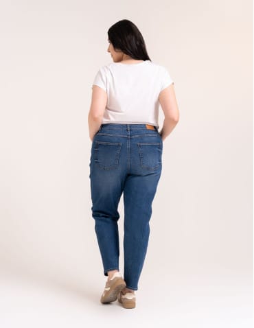 Jeansy - Damskie spodnie jeansowe mom fit NIEBIESKI - produkt 5