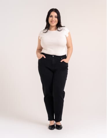 Jeansy - Damskie spodnie jeansowe mom fit CZARNY - produkt 8