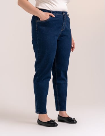 Jeansy - Damskie spodnie jeansowe mom fit GRANATOWY - produkt 7