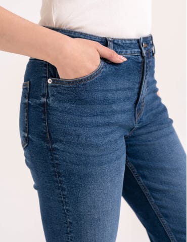Jeansy - Damskie spodnie jeansowe mom fit NIEBIESKI - produkt 6