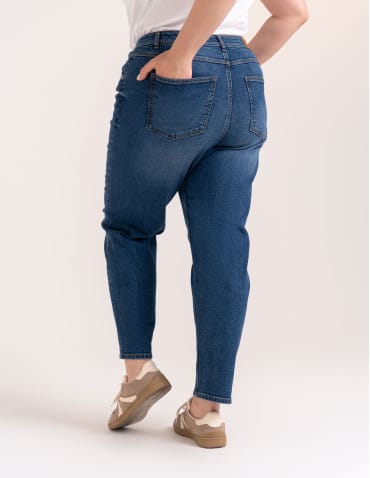 Jeansy - Damskie spodnie jeansowe mom fit NIEBIESKI - produkt 11