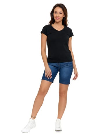 Koszulki i T-shirty - T-shirt damski bawełniany z dekoltem V CZARNY - produkt 6