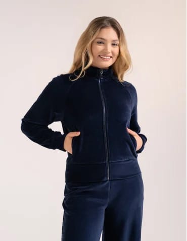 Bluza damska welurowa na zamek z bawełny