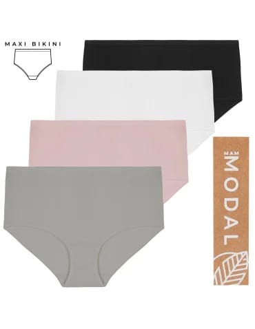 Majtki damskie maxi bikini z modalu wysoki stan 4-pak
