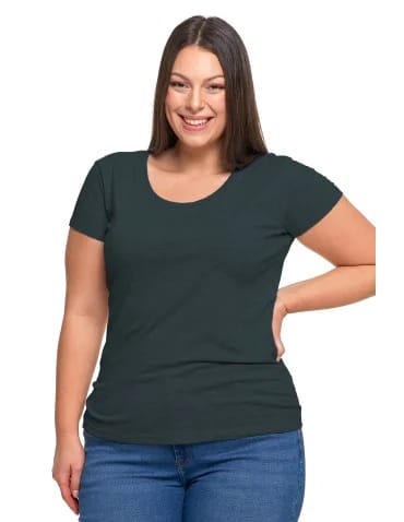 Koszulki i T-shirty - T-shirt damski z okrągłym dekoltem plus size GRAFITOWY - produkt 1
