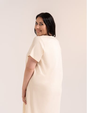 Nowości - Koszula nocna damska bawełniana z krótkim rękawem w kwiaty Brzoskwiniowy - produkt 8