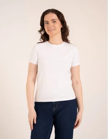 Koszulka damska bawełna Premium T-shirt dekolt okrągły - BIAŁY