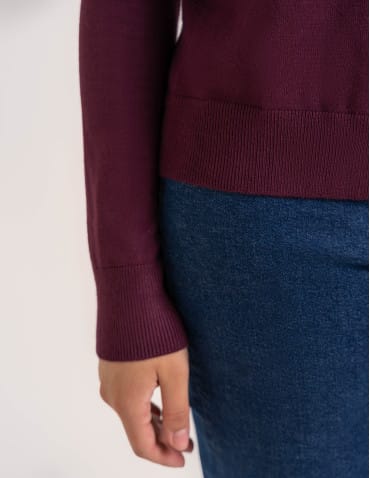 Swetry - Sweter damski wiskozowy przyjemny w dotyku klasyczny rozpinany FIOLETOWY - produkt 6