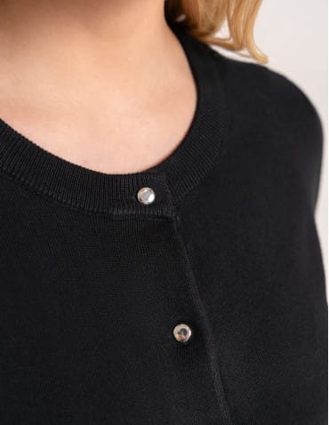 Swetry - Sweter damski wiskozowy przyjemny w dotyku klasyczny rozpinany CZARNY - produkt 2