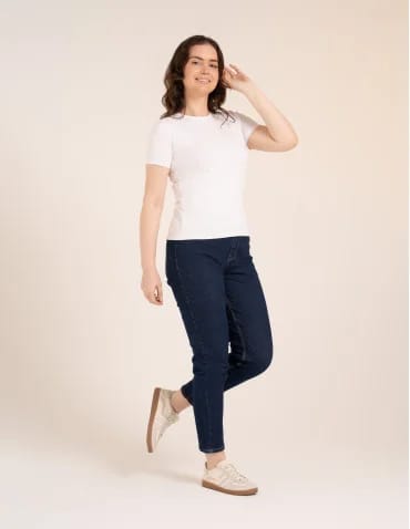 Koszulka damska bawełna Premium T-shirt dekolt okrągły - BIAŁY  - produkt 2