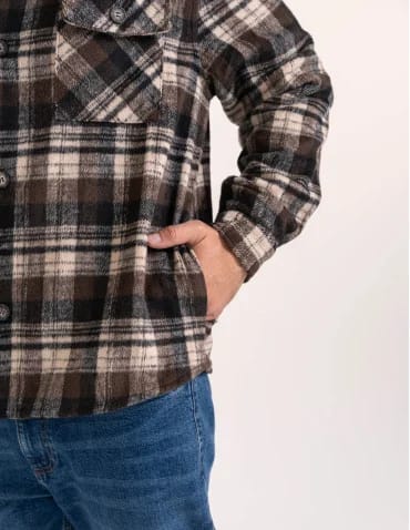 Męska kurtka flanelowa w kratkę z kieszeniami  - produkt 2